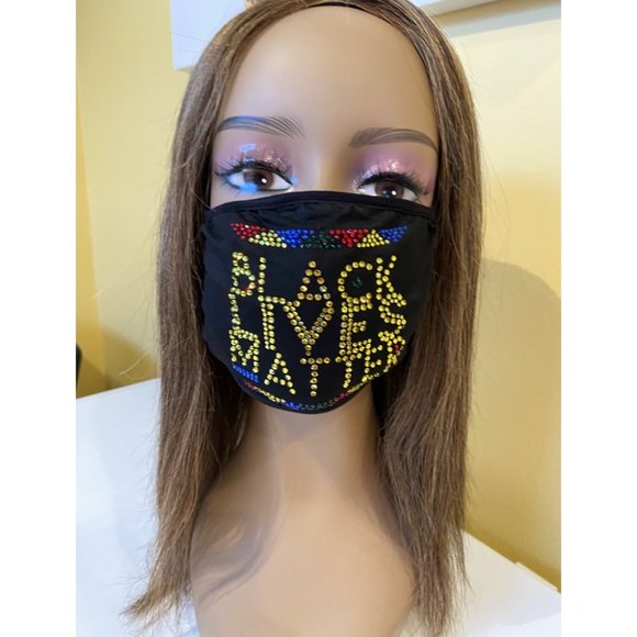 Black Lives Matter Bling Multicolor Face Mask - Picture 2 of 10